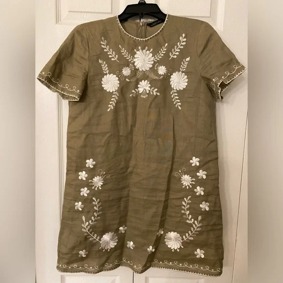 embroidered linen dress zara ZARA. Short embroidered linen dress. XS (S/M) – Hibuy market